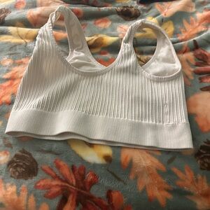 White Ribbed Sports Bra